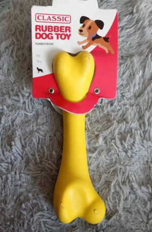 Dog Toy Solid Rubber Bone Large – Yellow | CLASSIC