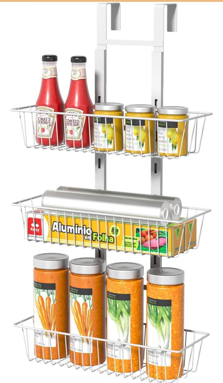 Door Storage, Pantry Storage Organizer with Adjustable Basket, 3 Baskets