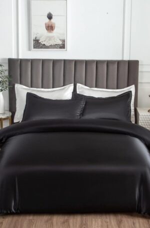 Morbuy Silk Satin King Duvet Cover with 2 Pillowcases, 3 Piece - 220x230cm