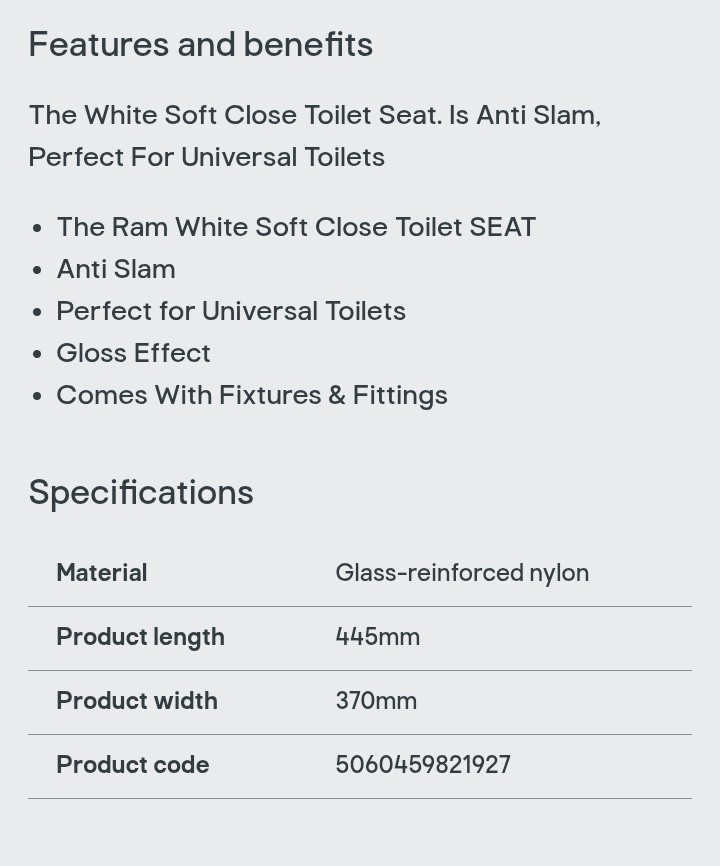 Ram White Soft Close Toilet Seat with Quick Release for Easy Clean Loo Toilet - Image 4
