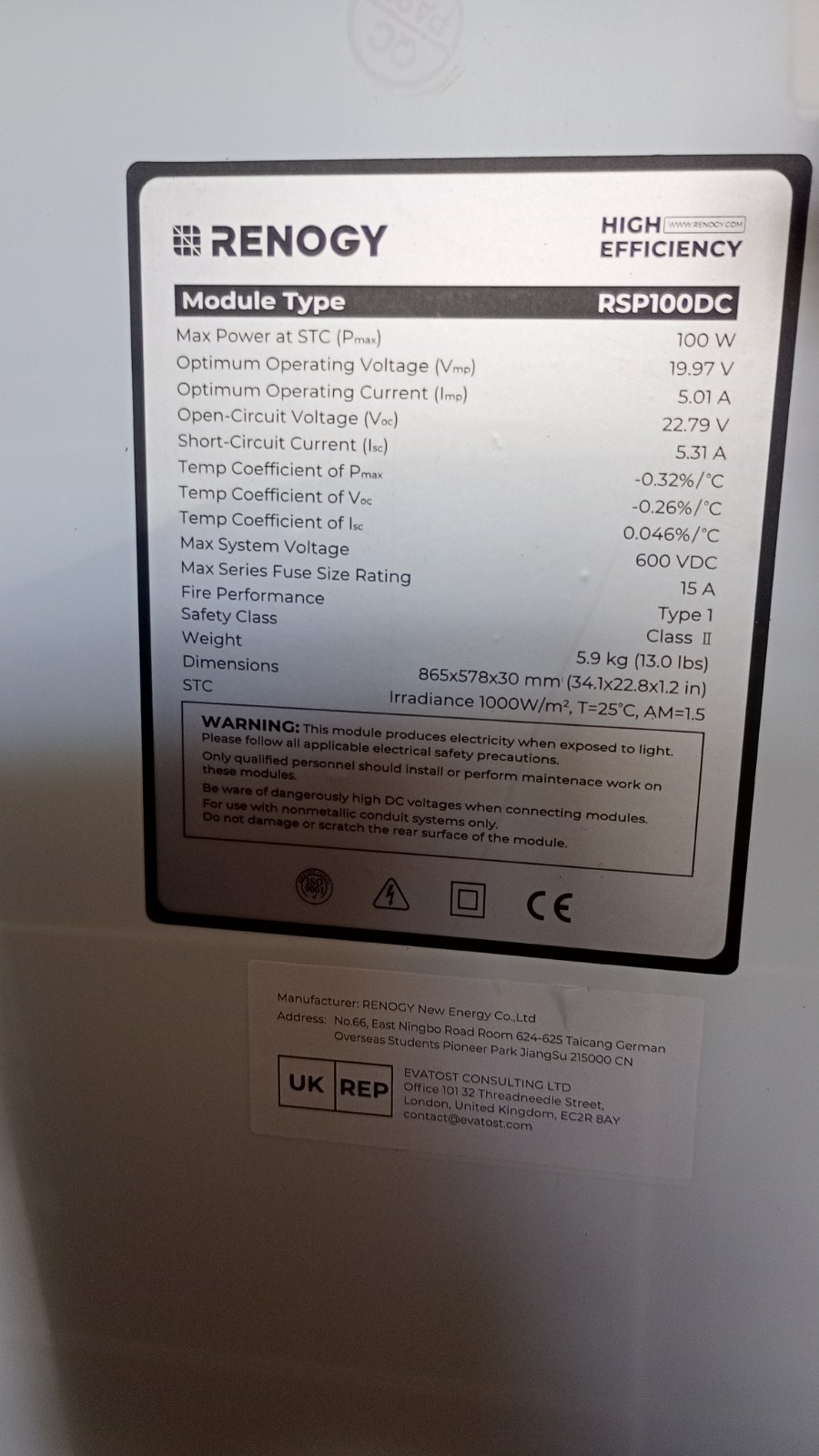 Renogy 100 Watt 12 Volt Monocrystalline Solar Panel - Image 6