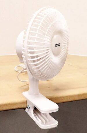Status 6 Inch Clip on Desk Fan White Portable 2 Speed Mini Cooling Fan