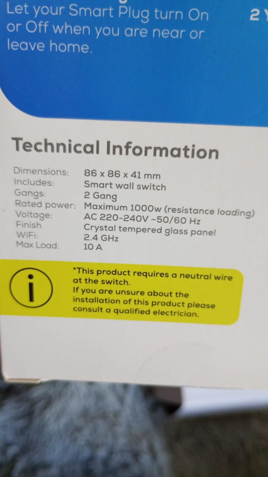 TCP 2 Gang 1 Way Smart Light Switch - White - Image 3