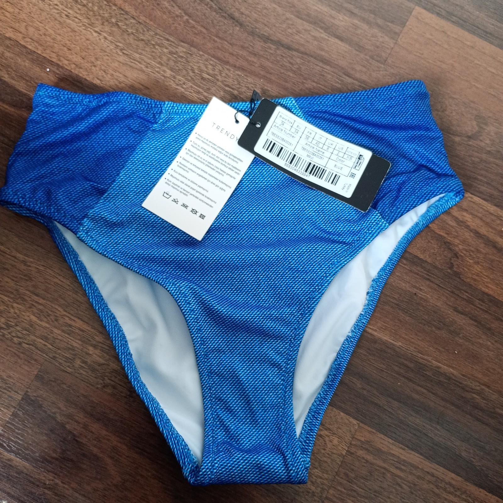 Trendyol Women's High Waist Normal Trotter Bikini bottom swimwear,blue 8
