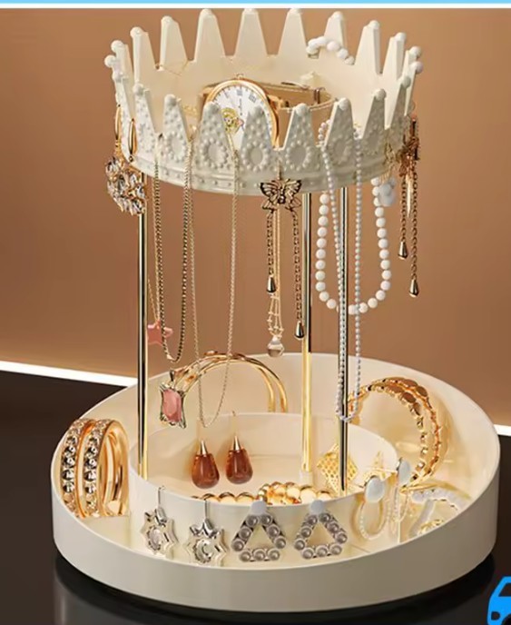 360° Rotating Jewelry Organizer Display Stand, Crown-Shaped Hanging Organizer - Image 3