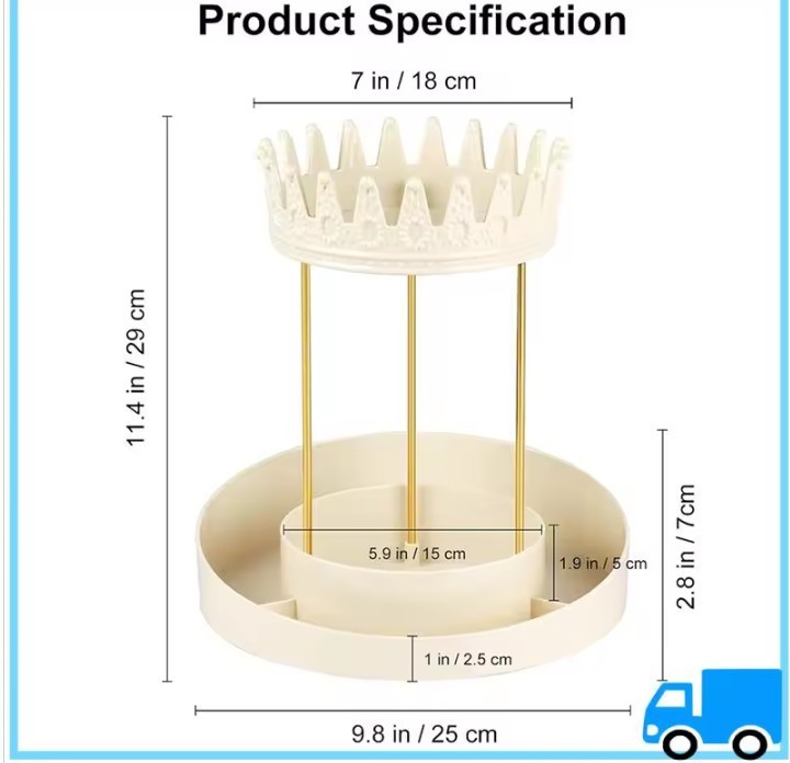 360° Rotating Jewelry Organizer Display Stand, Crown-Shaped Hanging Organizer - Image 4