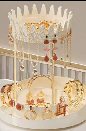 360° Rotating Jewelry Organizer Display Stand, Crown-Shaped  Hanging Organizer