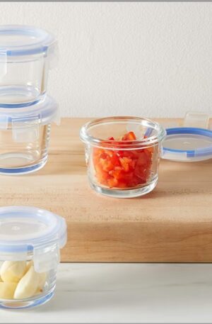 Amazon Basics set of 4 Glass Storage Containers, 120 ml each (Pack of 4)