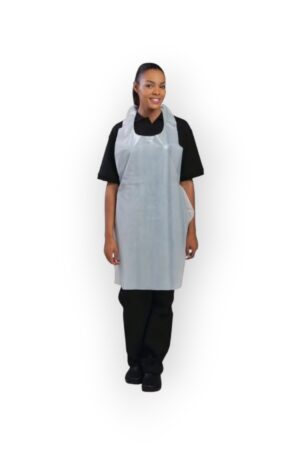 Disposable Polythene Bib Aprons White (100 pack)