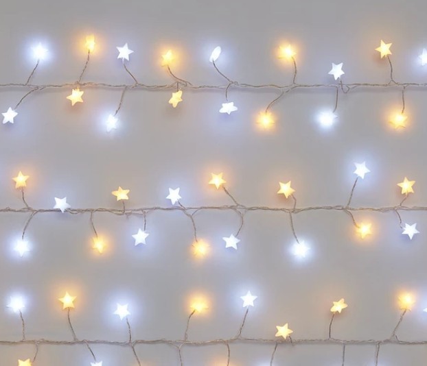 120 LED Star Cluster Christmas Lights - White/Warm White - 3M - Image 3