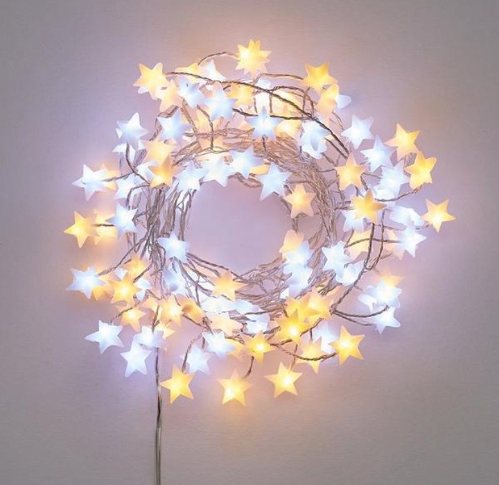 120 LED Star Cluster Christmas Lights - White/Warm White - 3M - Image 4