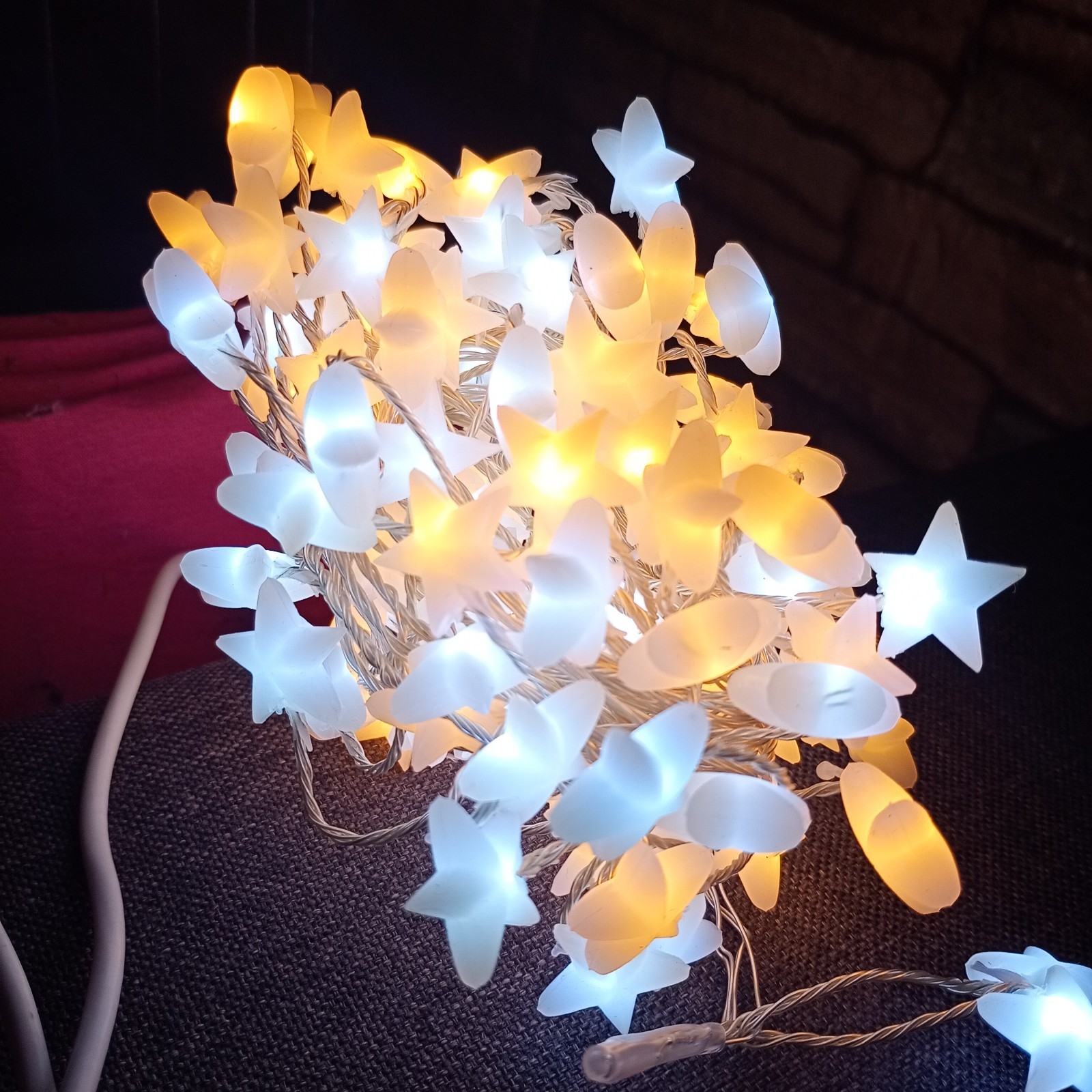 120 LED Star Cluster Christmas Lights - White/Warm White - 3M - Image 5