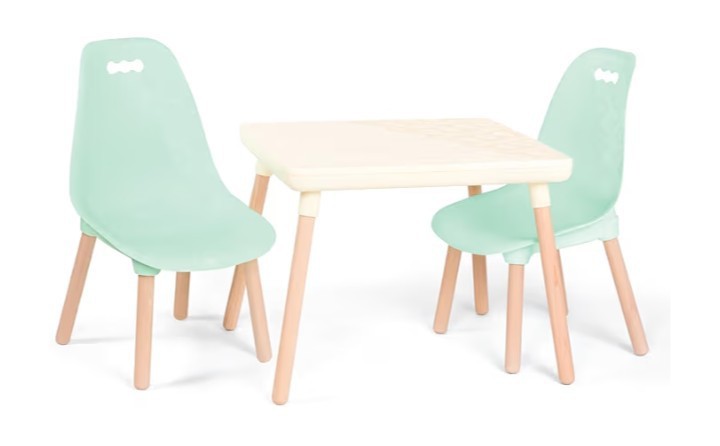 B. toys – Table and Chair Set – Furniture For Toddlers 1 Craft Table & 2 Chairs