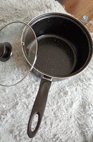 Black 20cm Saucepan with Lid
