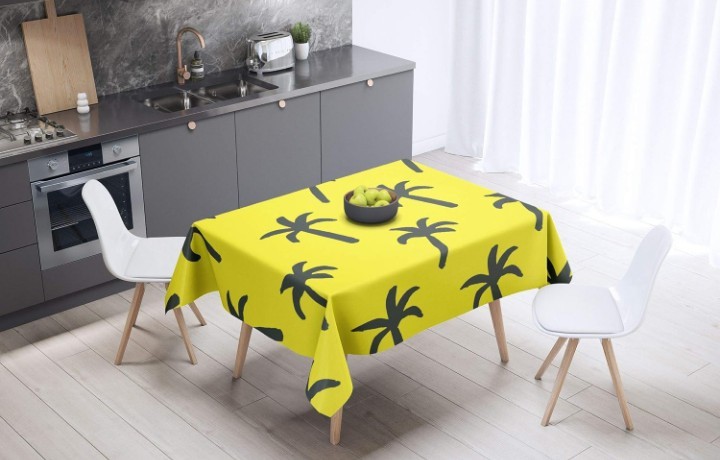Bonamaison Kitchen Decoration, Tablecloth, Neon Yellow, Fume, 195 x 140 Cm