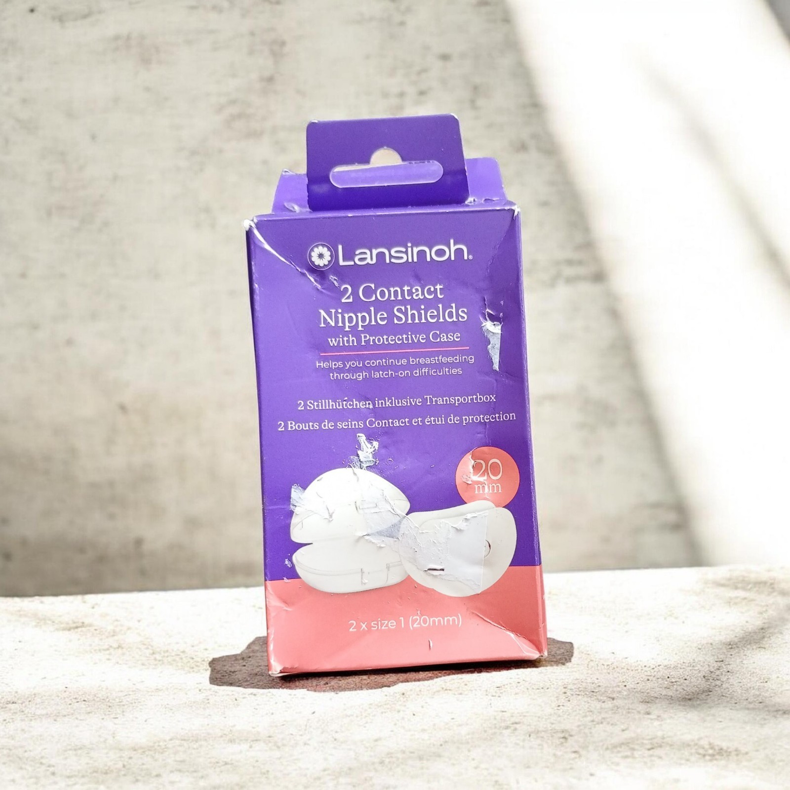 Lansinoh 2 Contact 20mm Nipple Shield New Only Box Damage