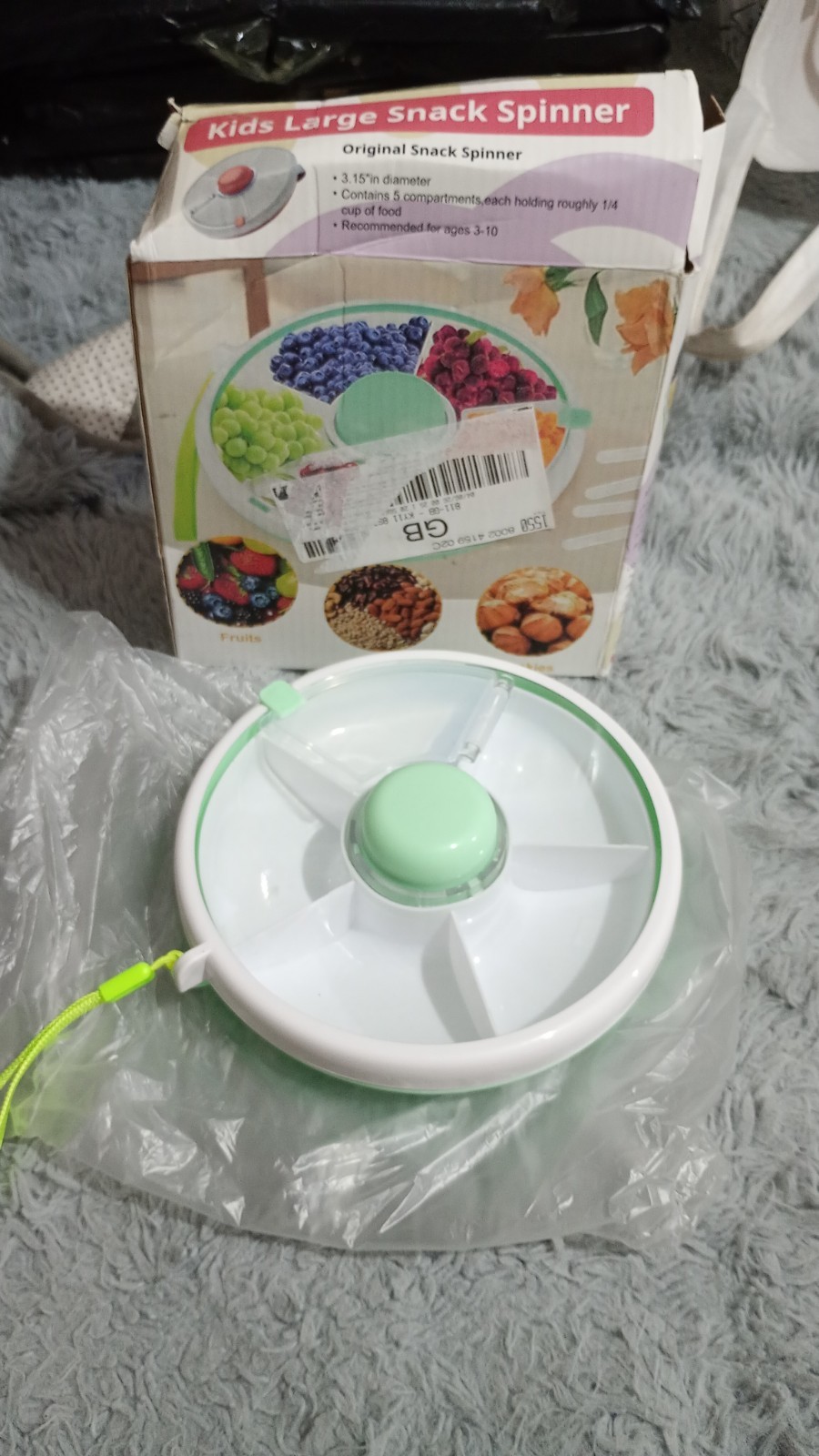 Snack Spinner Rotating Storage,Snack Box with 5 Compartments Without 2 Clips