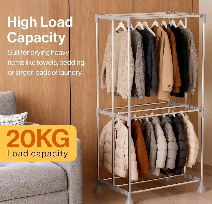 Vivo Technologies 1500W 2-Tier Heated Clothes Airer Dryer 20KG Capacity Foldable - Image 5