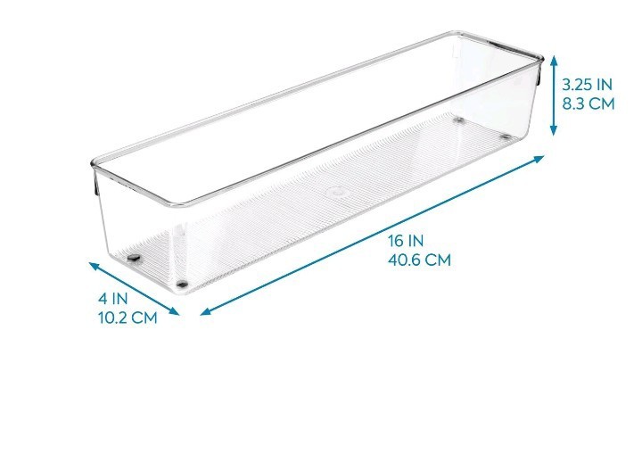 2xiDesign Linus 40x10cm Kitchen Drawer Organiser Home/Office Storage Tray Clear - Image 5