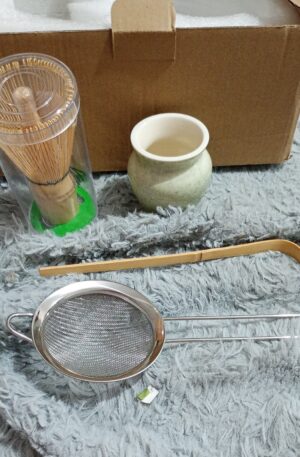 4PCS Matcha Whisk Set, Matcha Whisk, Matcha Sifter, Matcha Whisk Holder,  Spoon