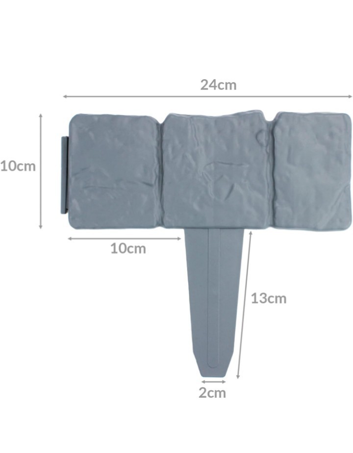 5M Grey Stone Effect Lawn Edging Pack of 20 No-Dig ABS Garden Border Fence - Image 3