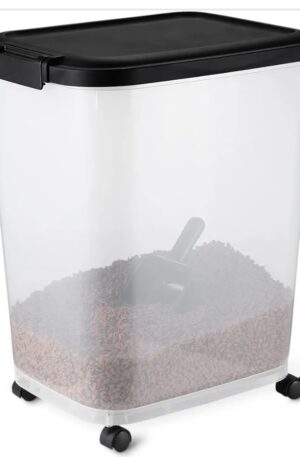 Amazon Pet Food Storage Container, 15.8 kg,Transparent and Black,Small Crack