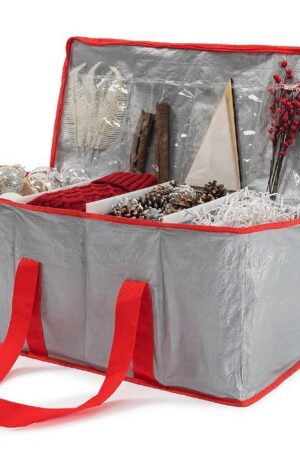 Christmas Village Red Durable Storage Bag with Dividers and Handles 61*30*30cm