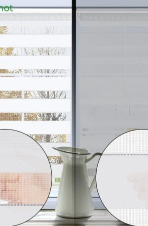 Day and Night Blind No Drill, Zebra Roller Blind for Window,White,100 x 150cm