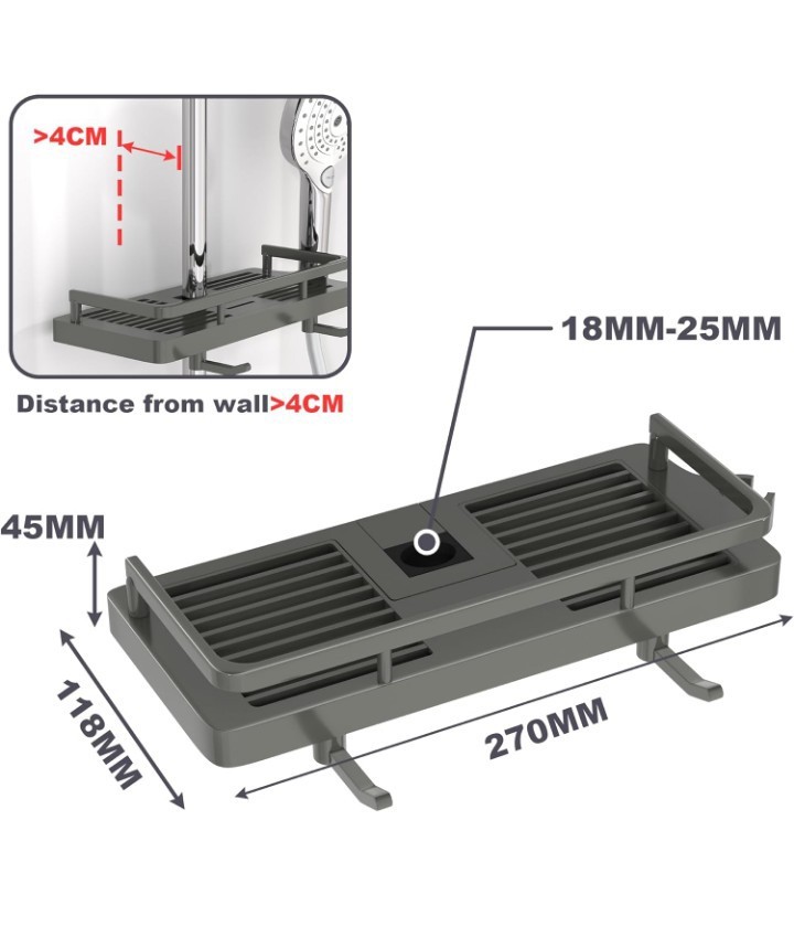 Shower Caddy Bathroom Shelf Storage Shelf No Drilling Organiser Holder Brackets - Image 3