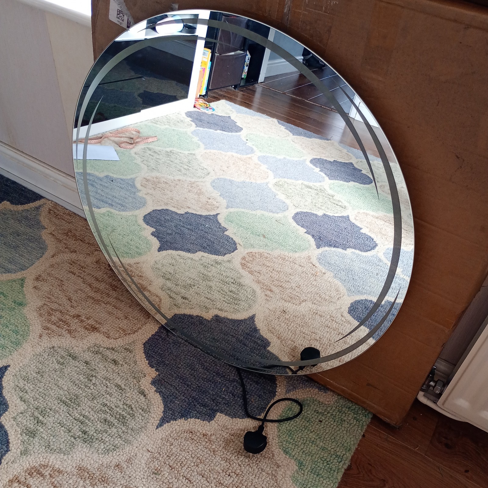 800mm Round Bathroom Mirror Wall Mounted Mirror with LED Light Defogger NL-2301 - Image 4