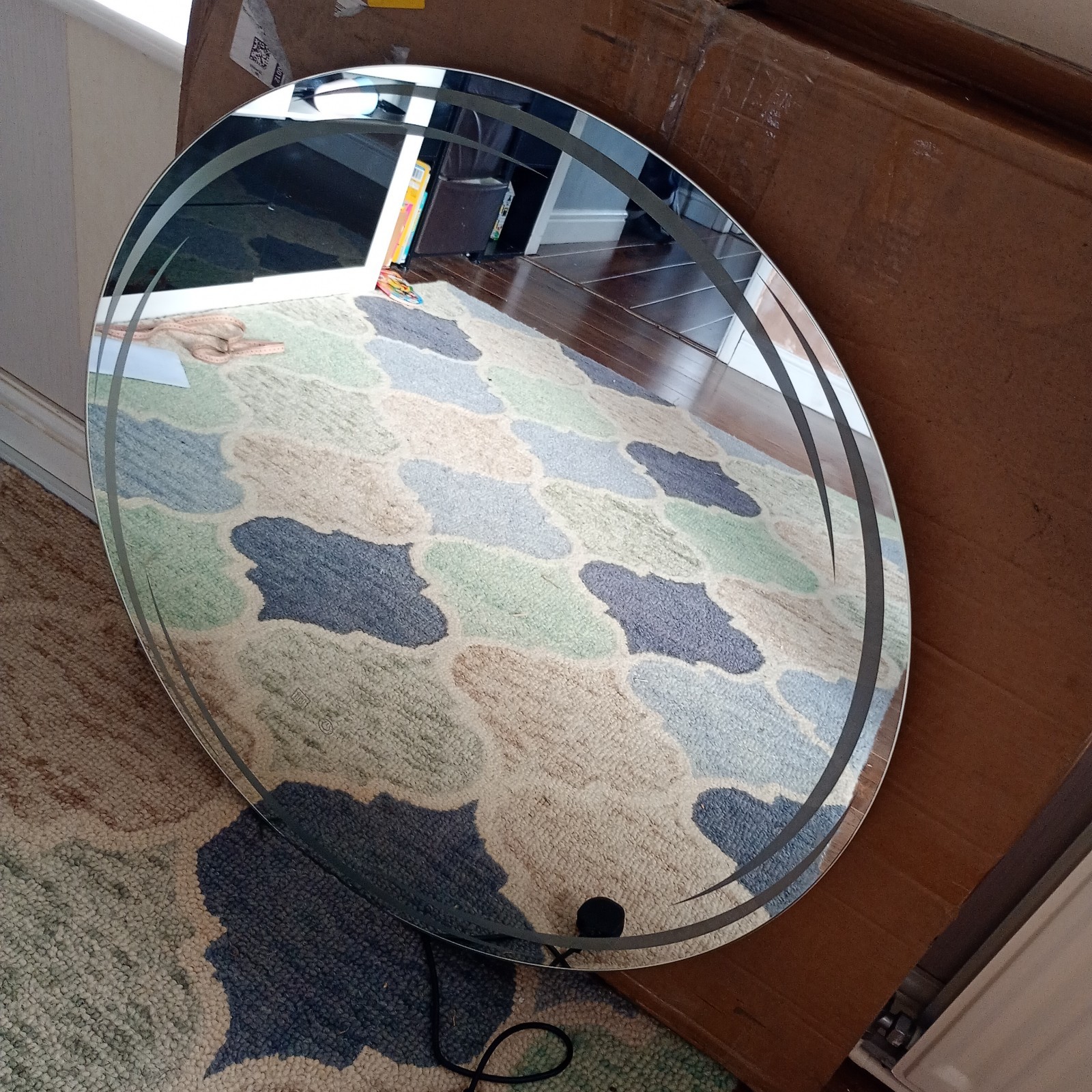 800mm Round Bathroom Mirror Wall Mounted Mirror with LED Light Defogger NL-2301