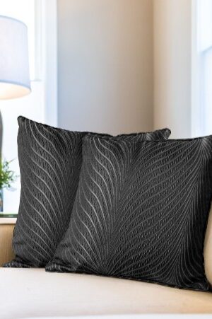 Set Of 2 Aura Cushion Cover 43x43cm Black