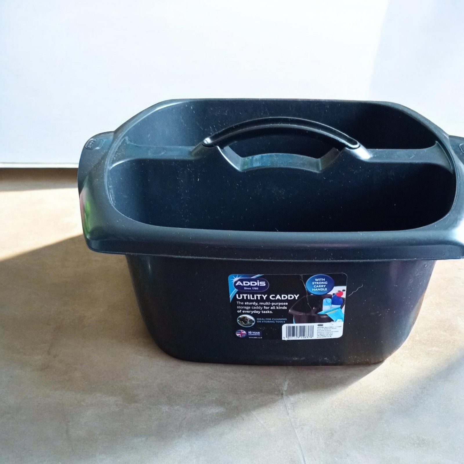ADDIS 516932 Utility Cleaning Caddy With Twin Compartment and Handle Black