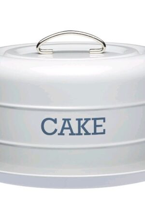 Living Nostalgia French Grey Domed Cake Tin with Lid and brushed steel handle
