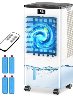 8L Portable Air Cooler Evaporative Cooling Fan Remote Control Timer