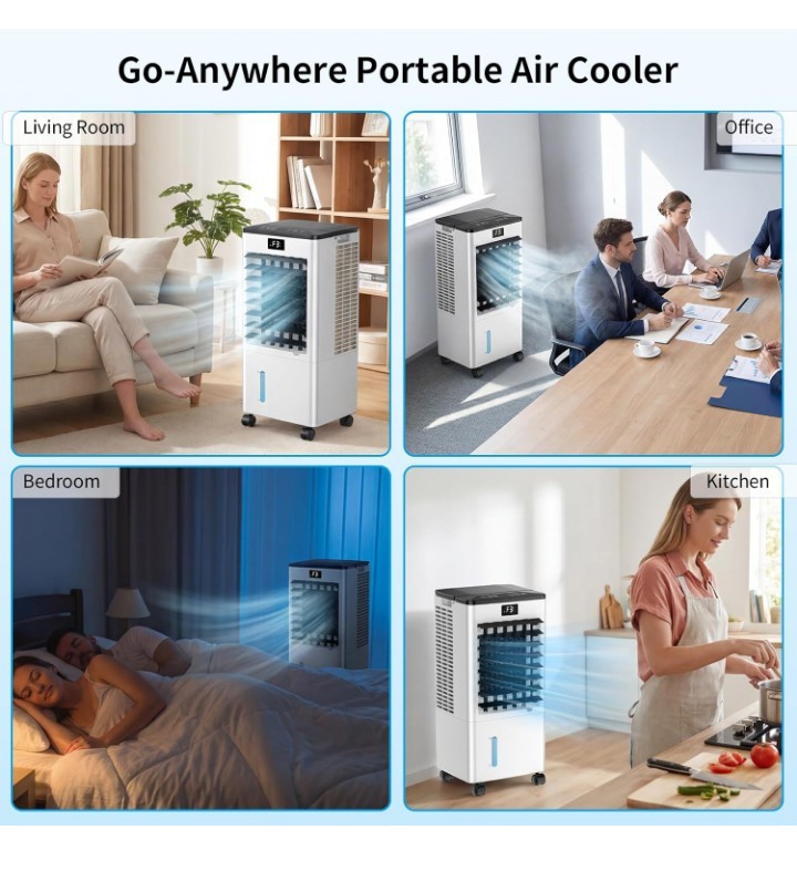 8L Portable Air Cooler Evaporative Cooling Fan Remote Control Timer - Image 5