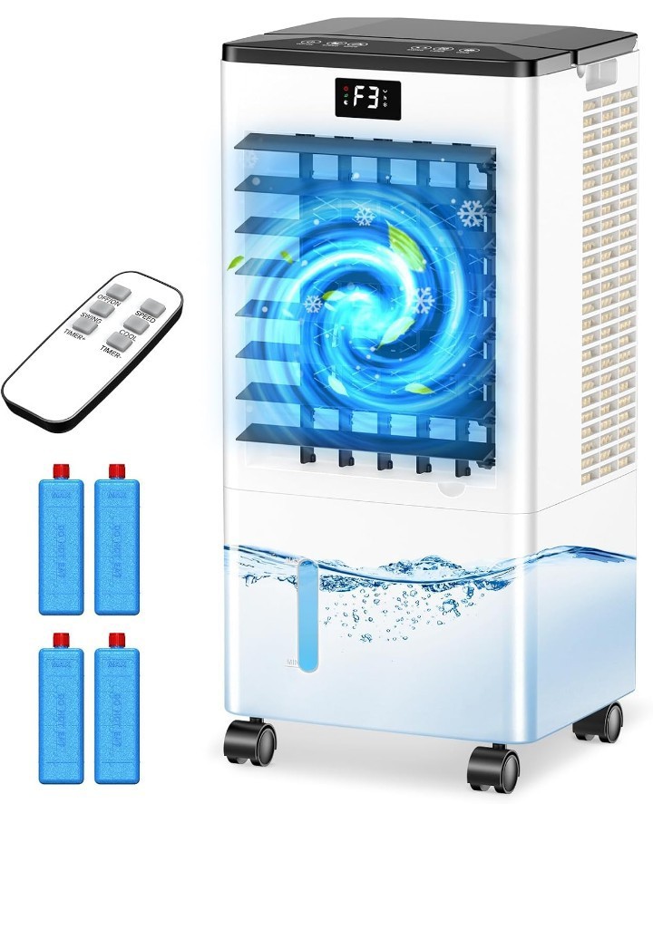 8L Portable Air Cooler Evaporative Cooling Fan Remote Control Timer