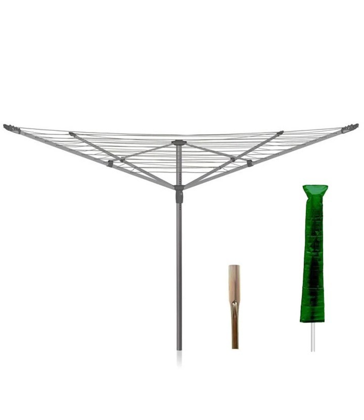 Addis 50m 4 Arm Rotary Airer With Cover and Ground Spike