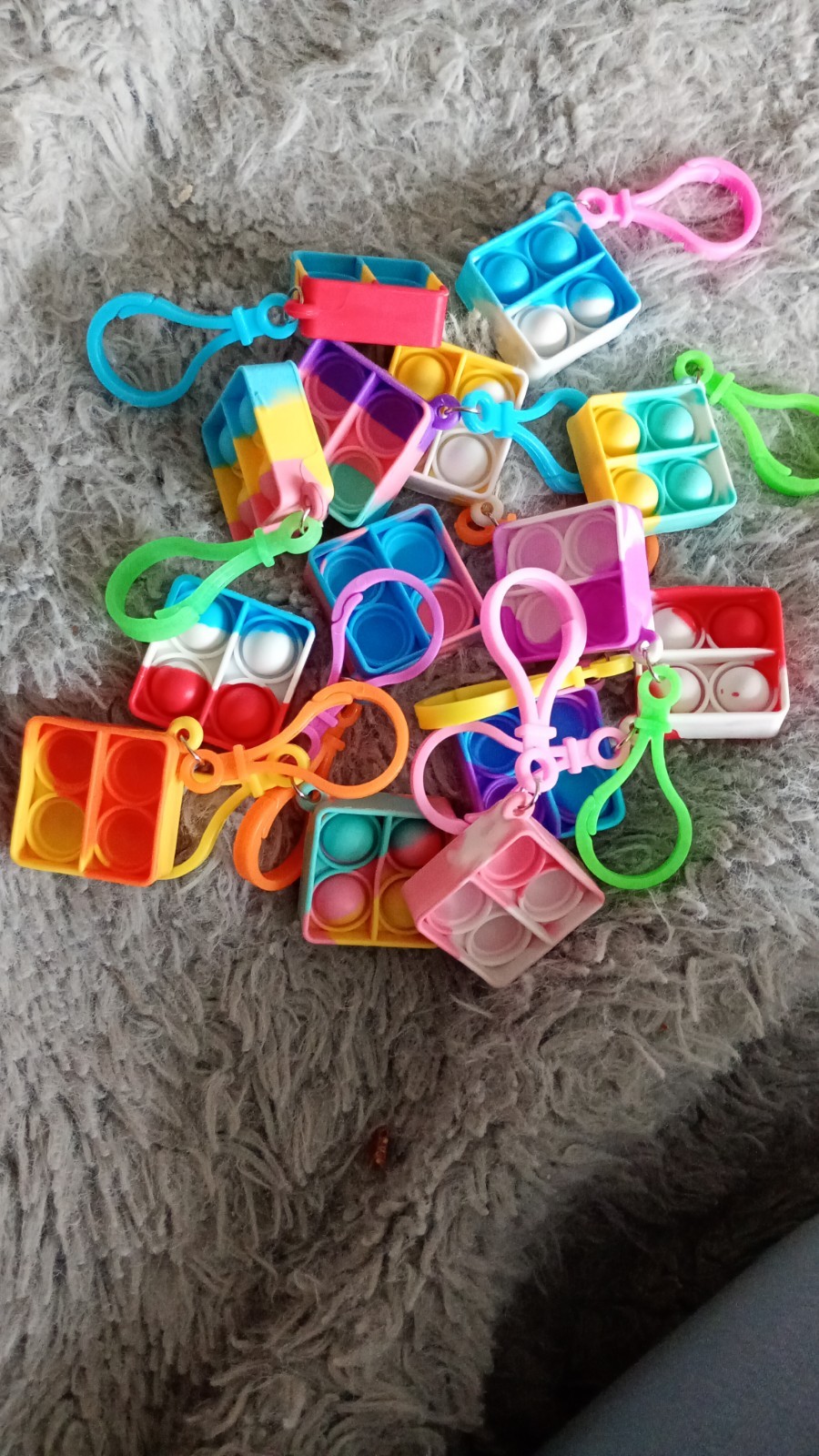 14 PCS Mini Fidget Pop Bubble Toys, Square Squeeze Toys with Keyring,
