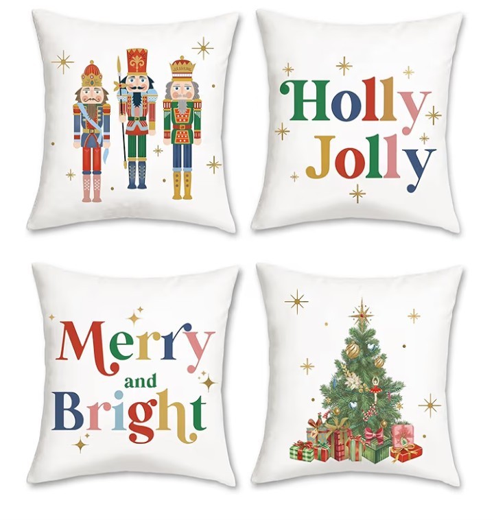 Christmas Nutcracker Cushion Covers 45 x 45 Cm Set of 4 Xmas Cushion Covers