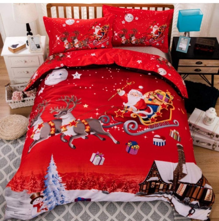 Christmas Tree Xmas Santa Claus Bedding Set Quilt Duvet Cover Single Double King