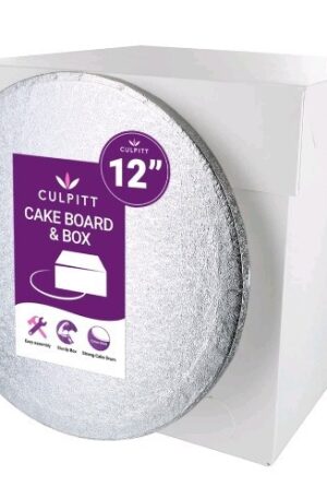 Culpitt 12" Round Silver Cake Drum Board & Tall White Box Combo, 12",