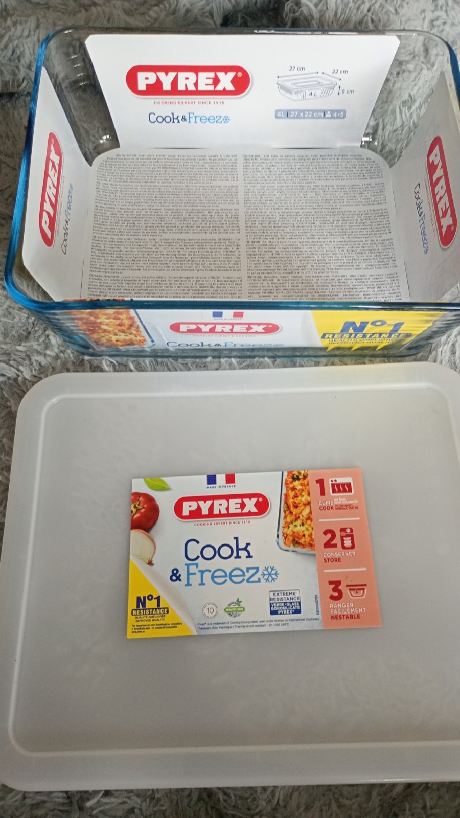 Pyrex Cook & Freeze Rectangular Dish with Lid 4L - Plastic & Glass - Image 3