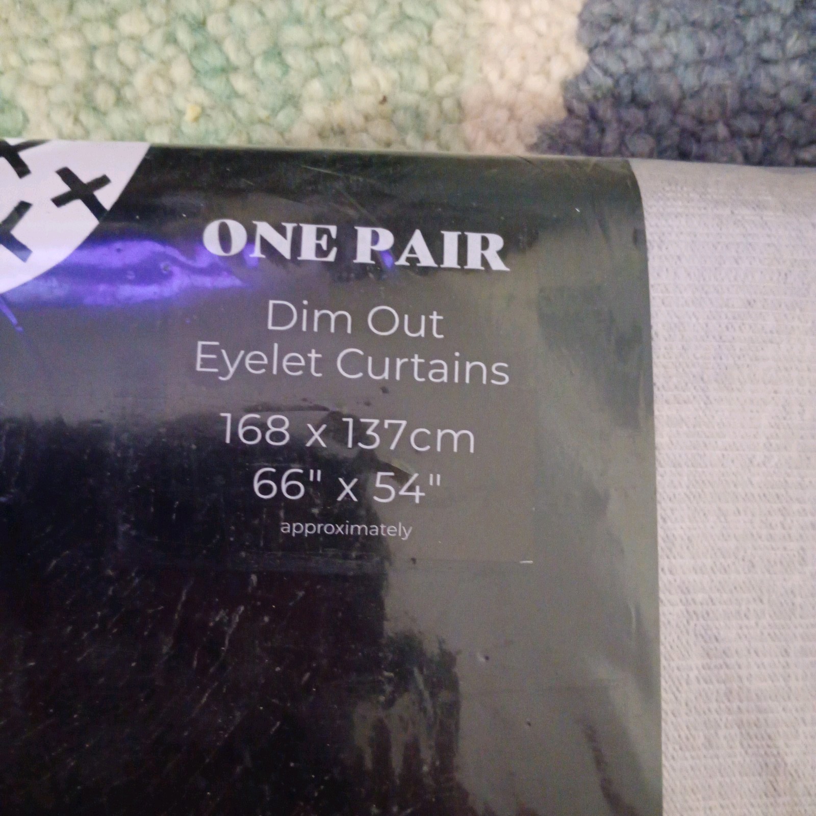 Strata Natural Dimout Eyelet Curtains 66"X54" One Pair - Image 4