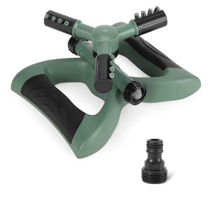 Amazon Basics Whirling Rotating Sprinklers For Yard, Green, 1-pack