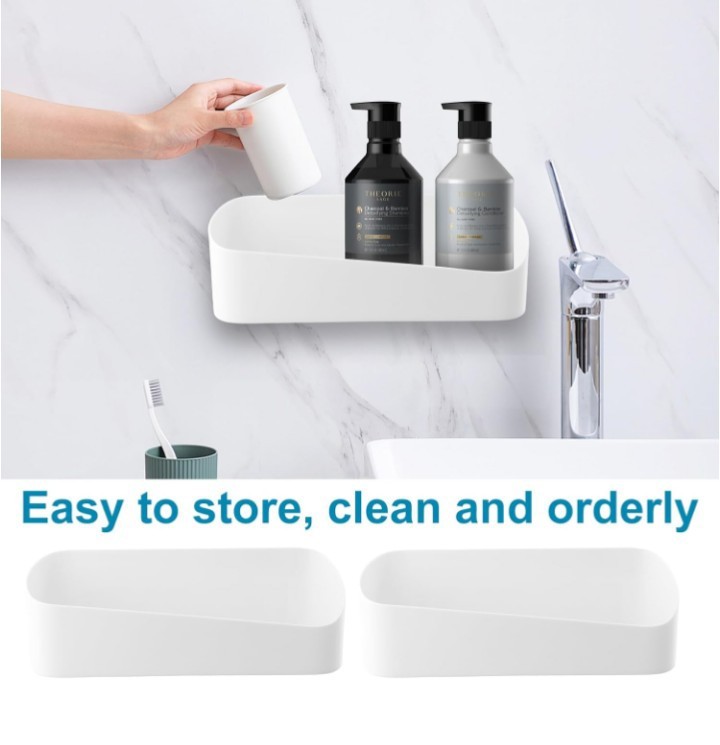 Bathroom Shelf Organizer, Adhesive Shower Caddy Plastic Bathroom Storage Rack - Image 4