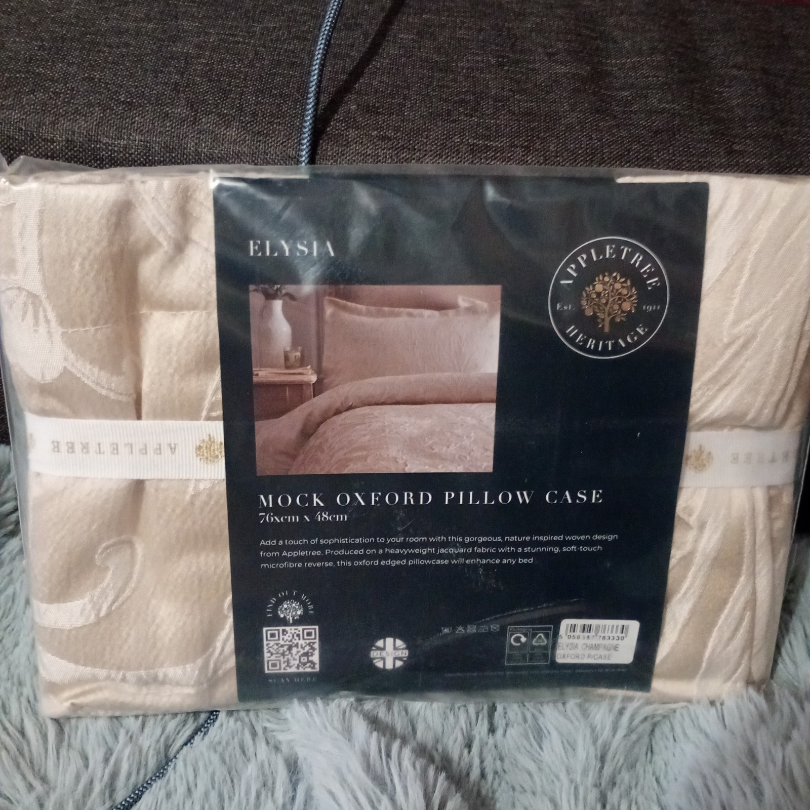 Elysia Mock Oxford Pillow Case 76x48cm Champagne Colour Brand New